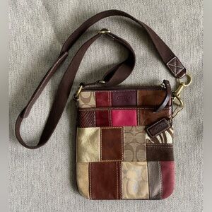 COACH Vintage Limited Edition Brown Patchwork Madras Crossbody Shoulder Bag
